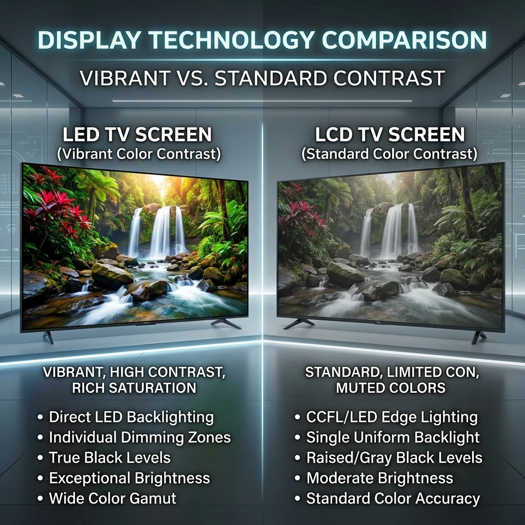 Display technology comparison chart side by side